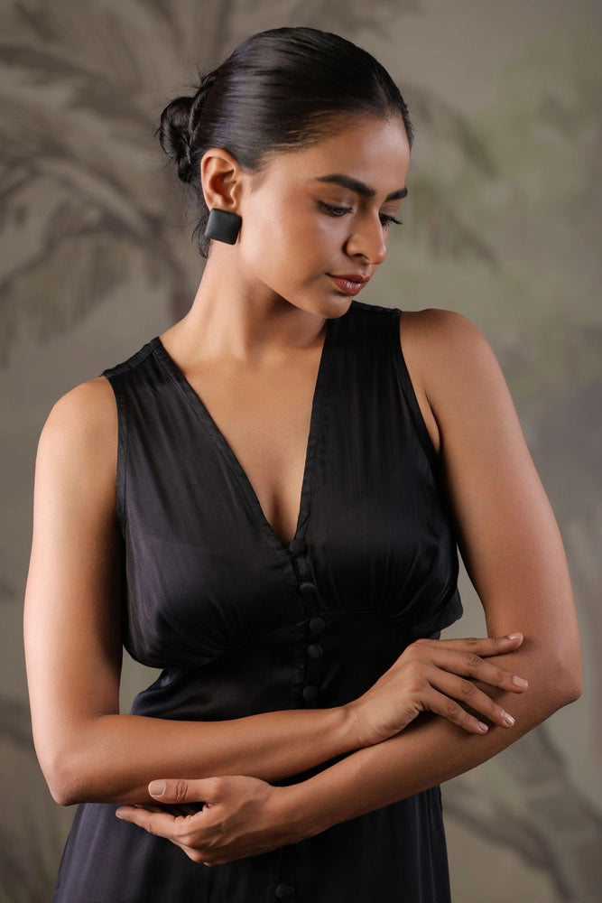 Black Dress with Hand Painted Black Scarf