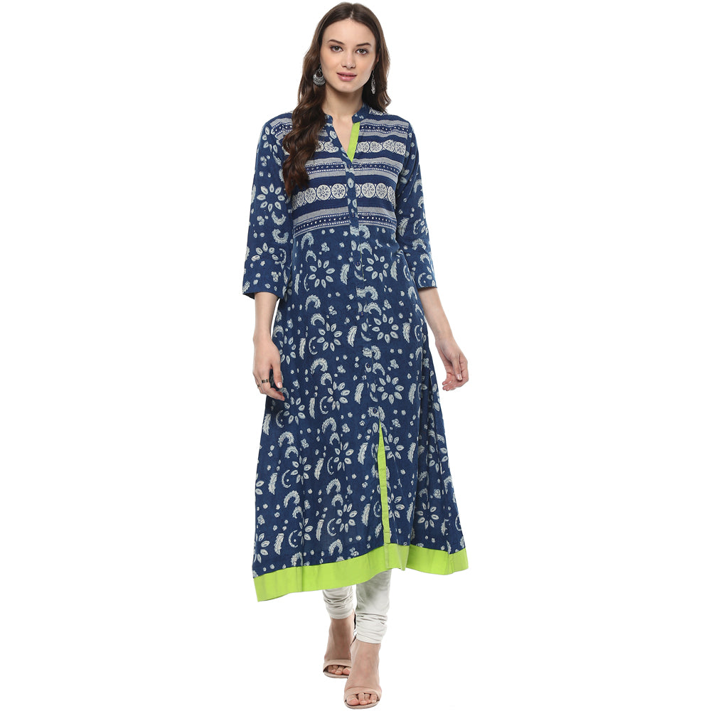 Indigo Hand Block Printed Cotton Kurta