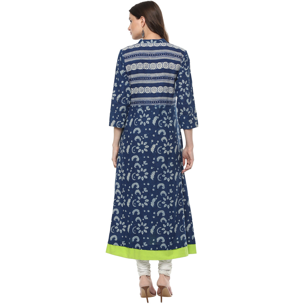 Indigo Hand Block Printed Cotton Kurta