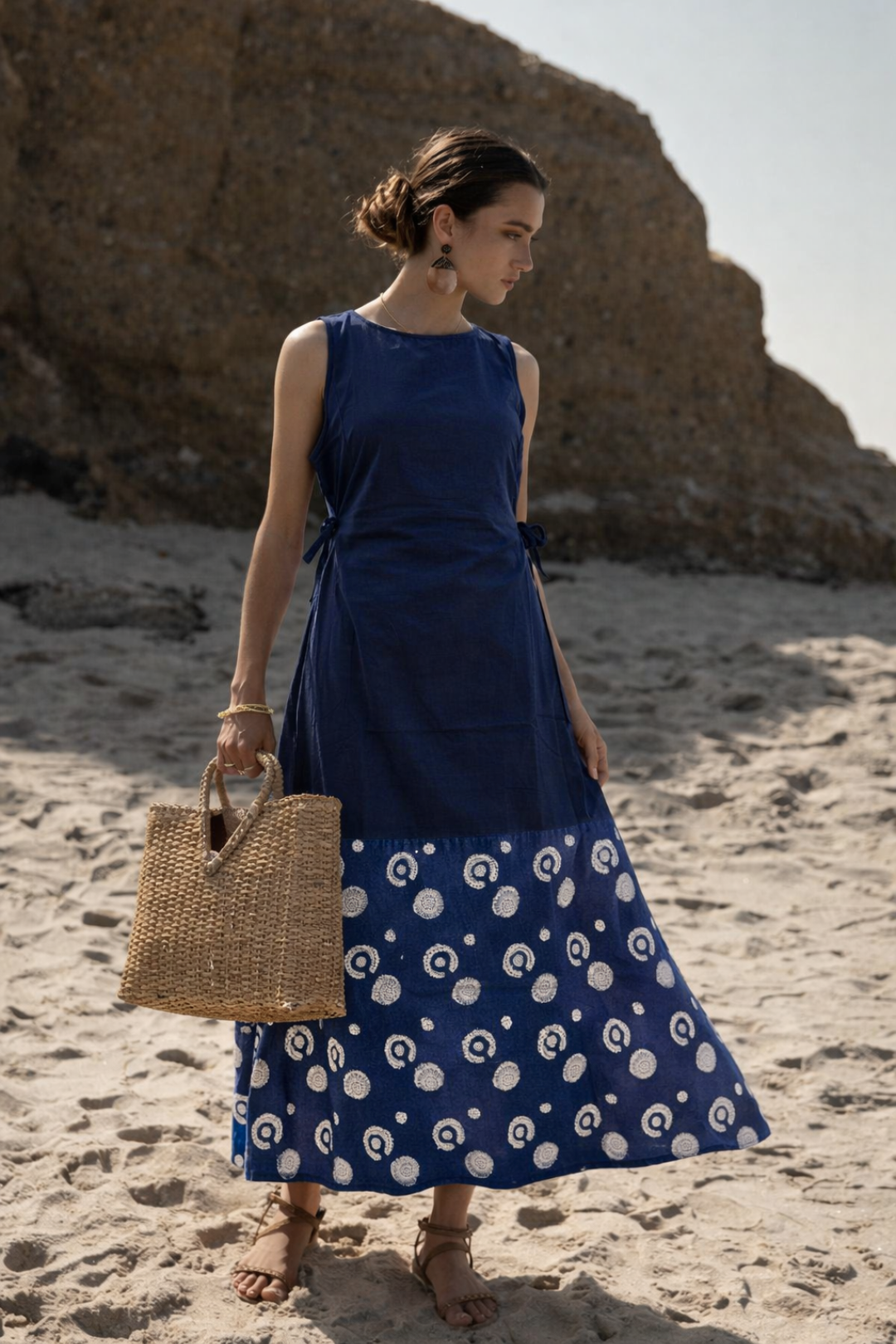Indigo Premium Hand Block Printed Cotton Kurta