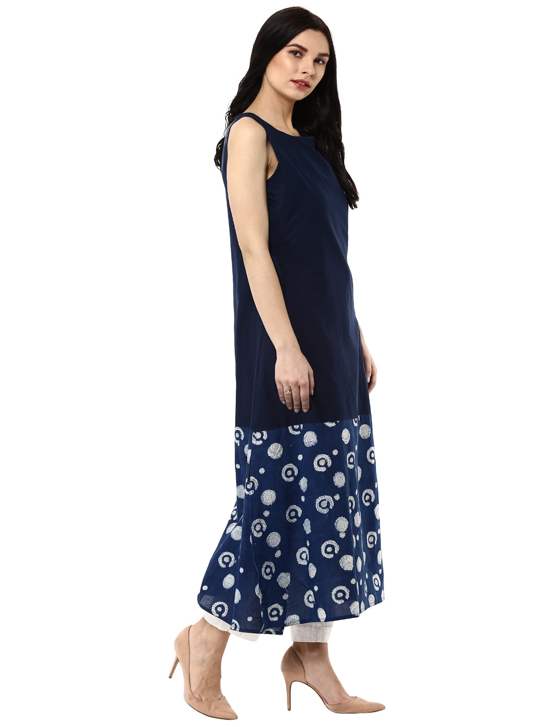 Indigo Premium Hand Block Printed Cotton Kurta