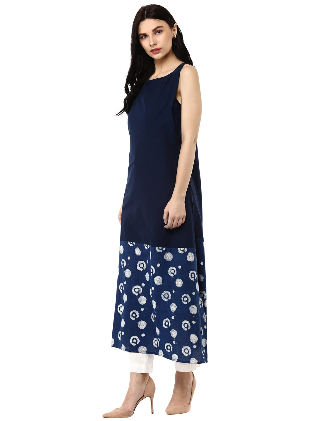Indigo Premium Hand Block Printed Cotton Kurta