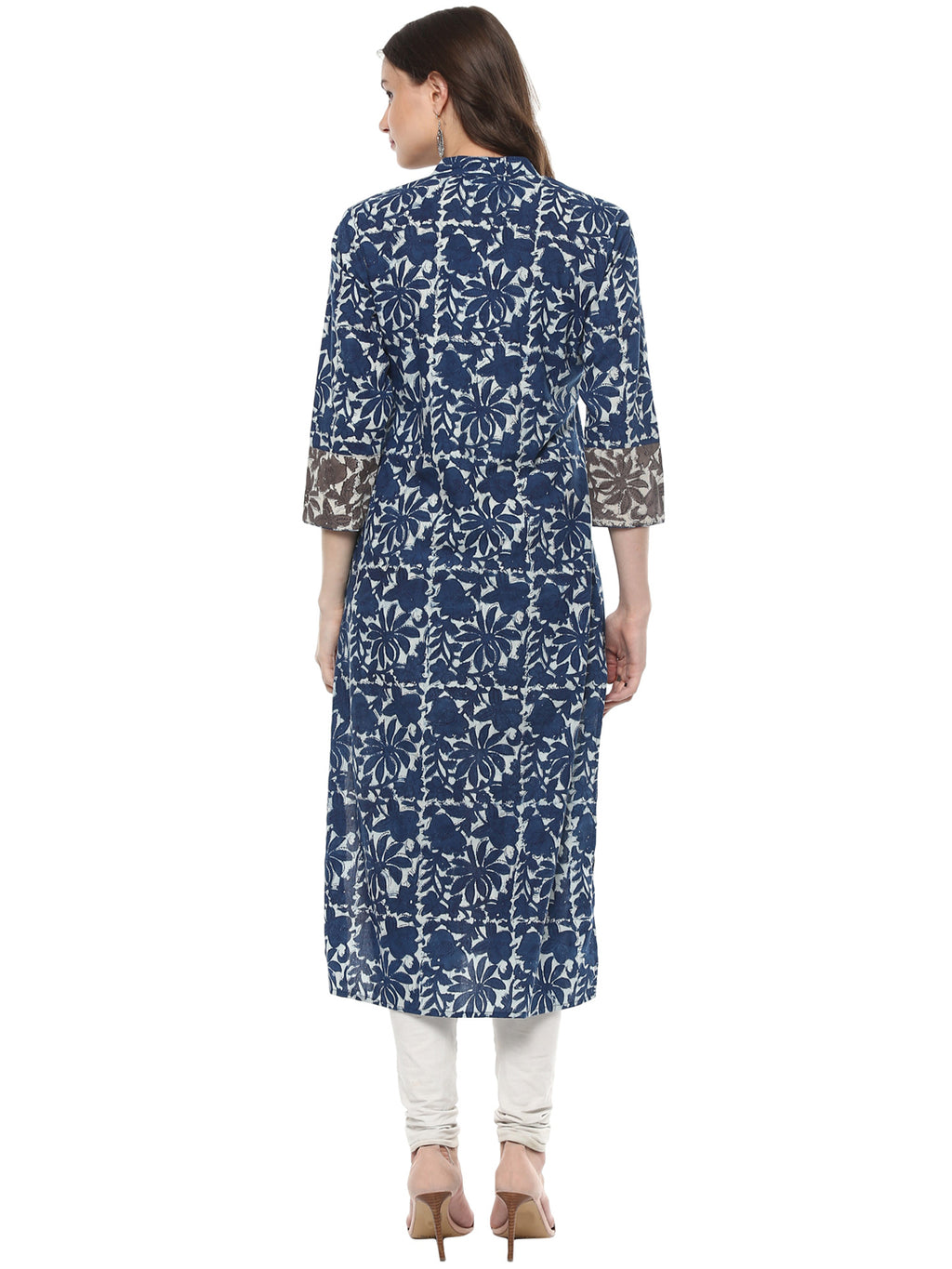 Indigo Hand Block Printed Straight Pure Cotton Kurta