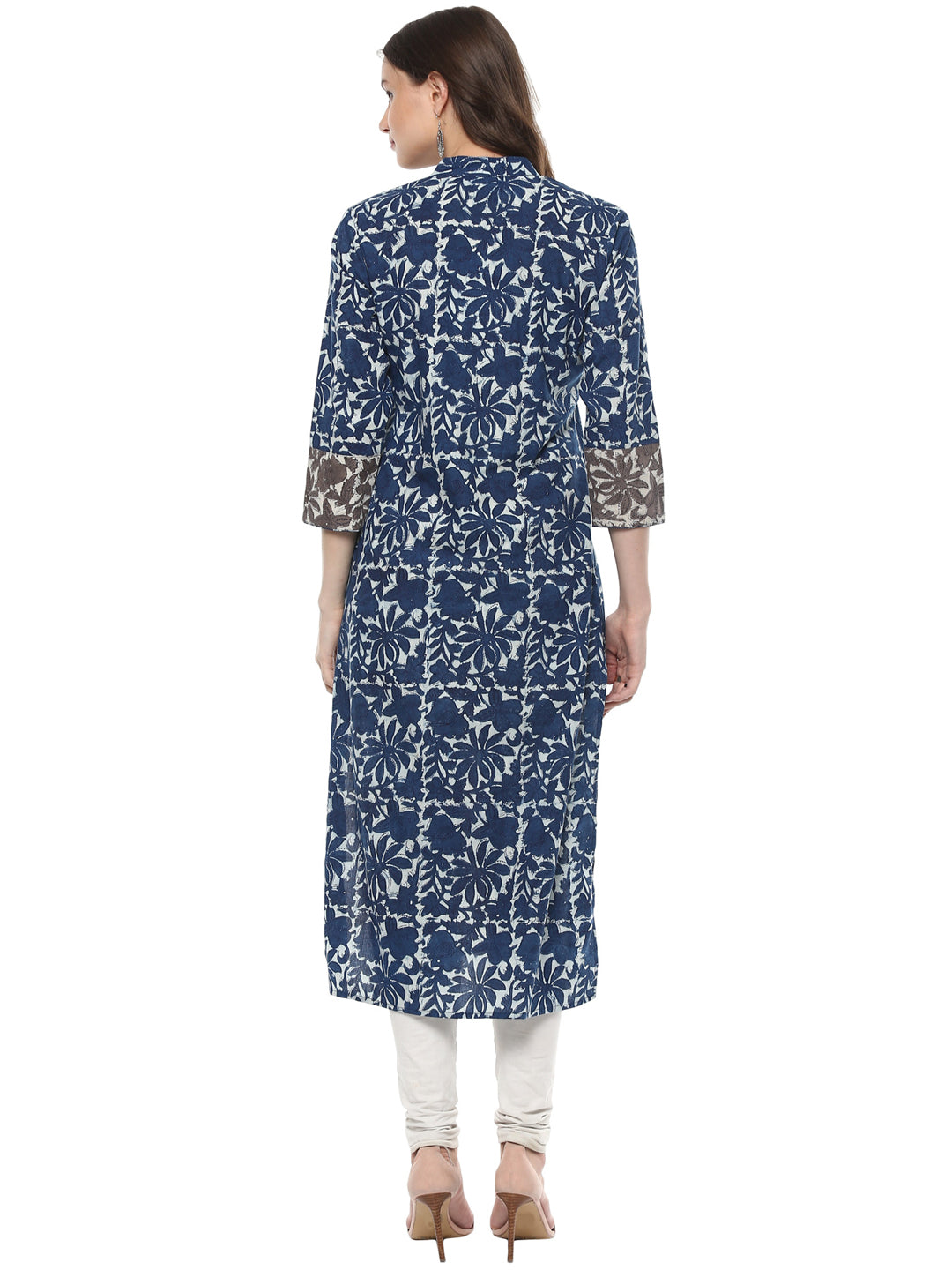 Indigo Hand Block Printed Straight Pure Cotton Kurta