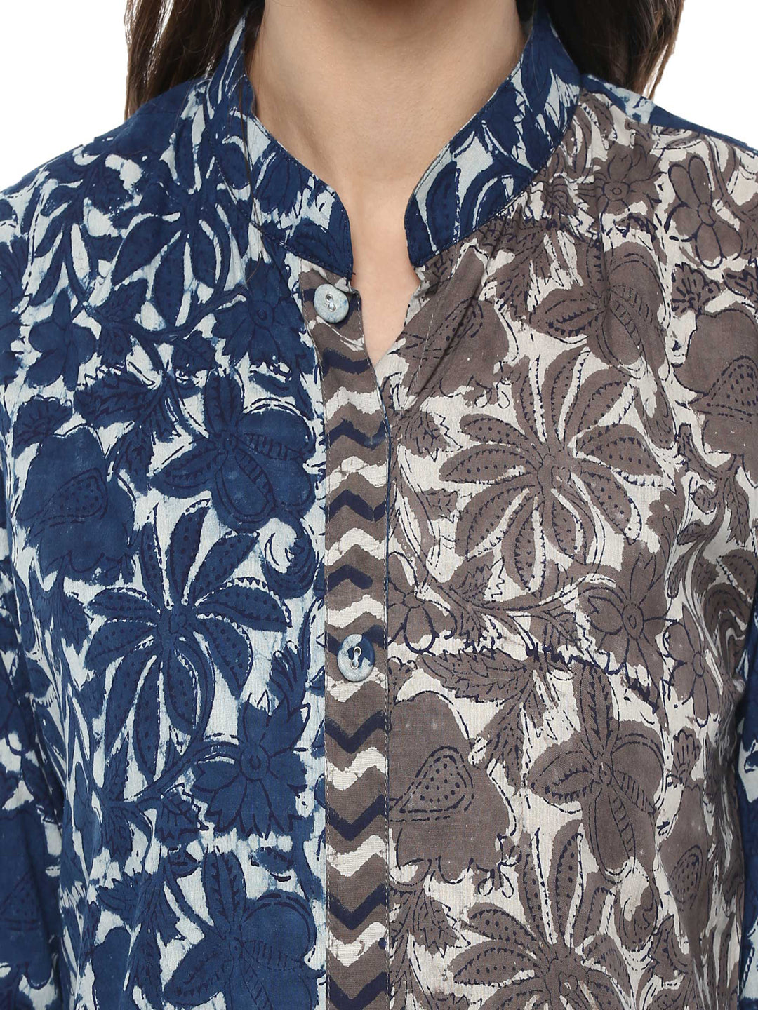 Indigo Hand Block Printed Straight Pure Cotton Kurta