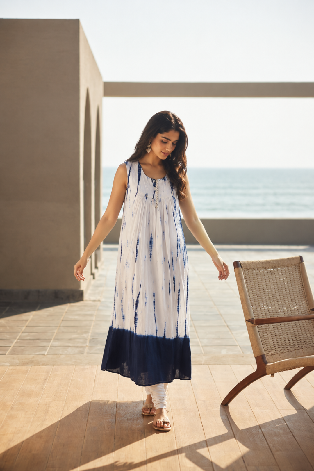 White Hand Dyed Kurta