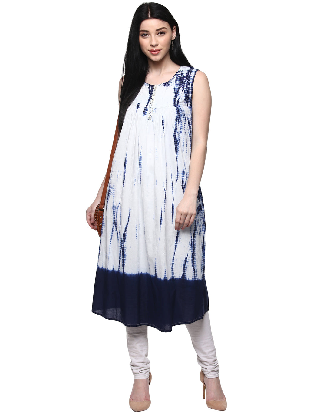 White Hand Dyed Kurta