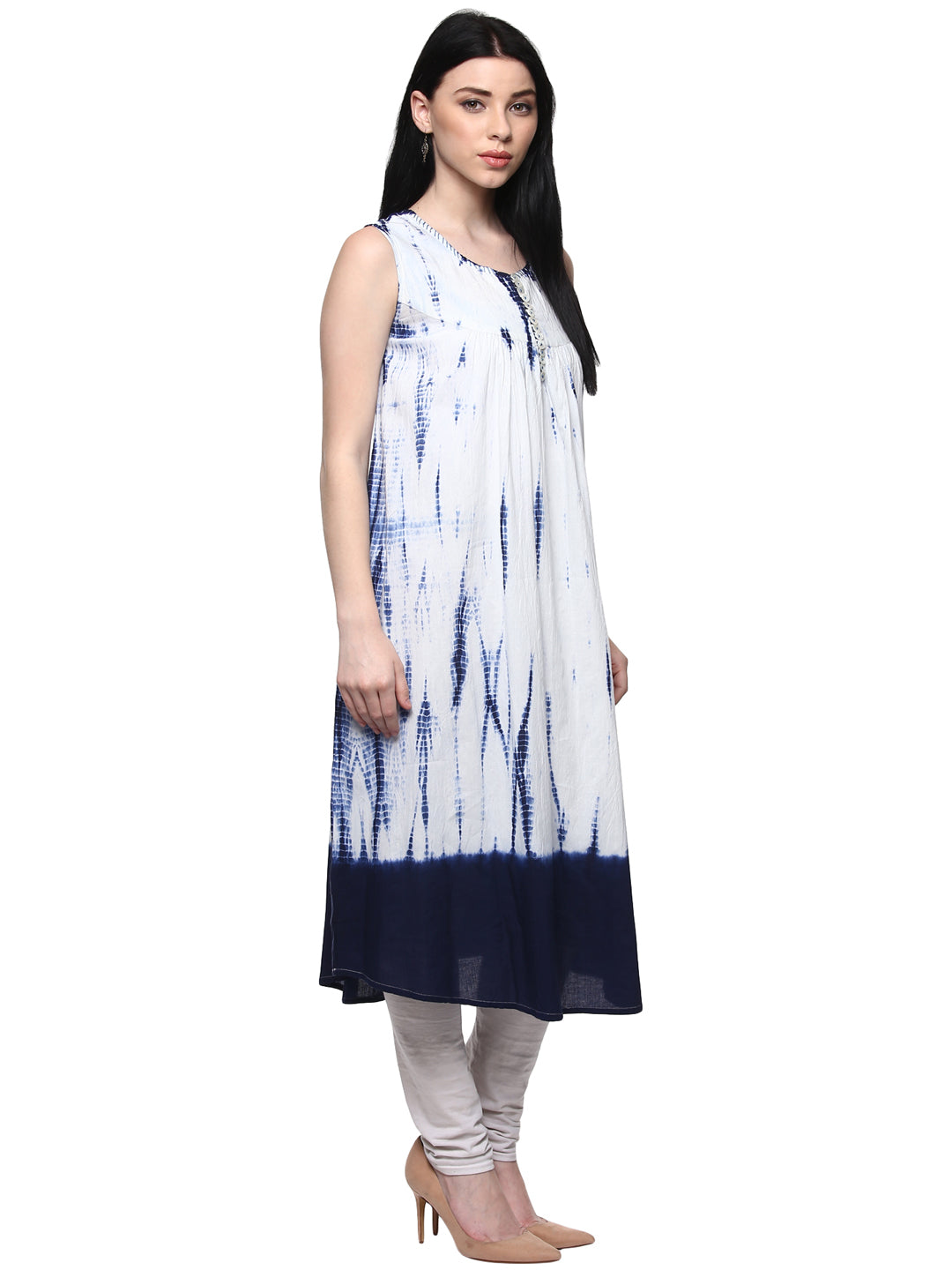 White Hand Dyed Kurta