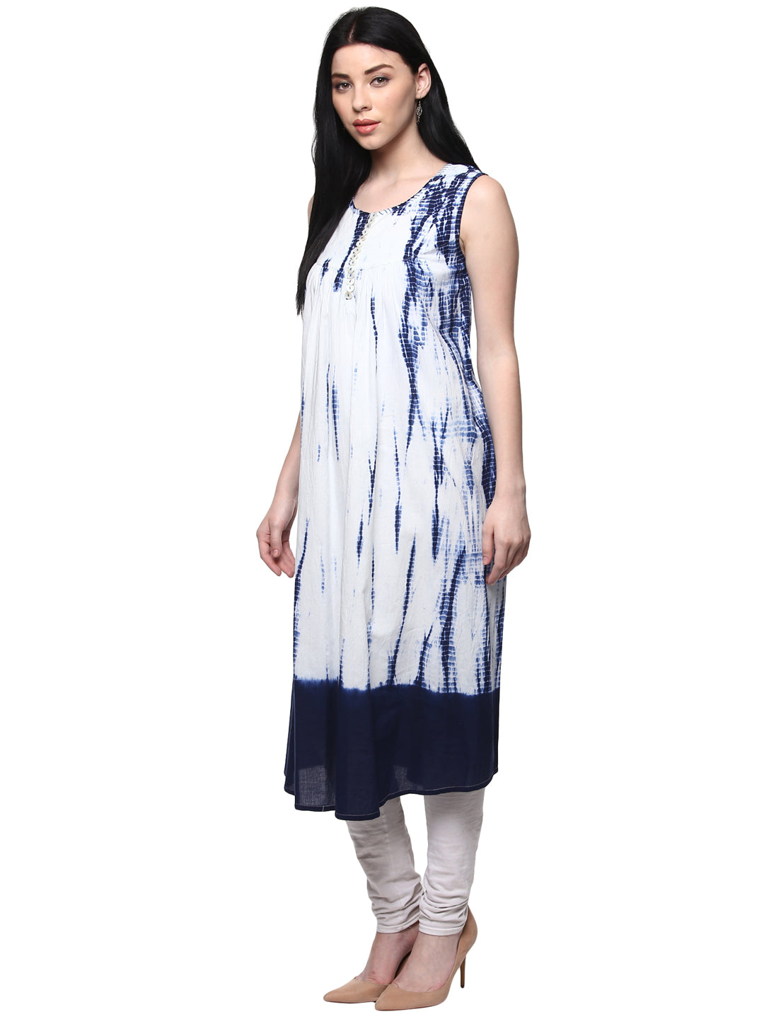 White Hand Dyed Kurta