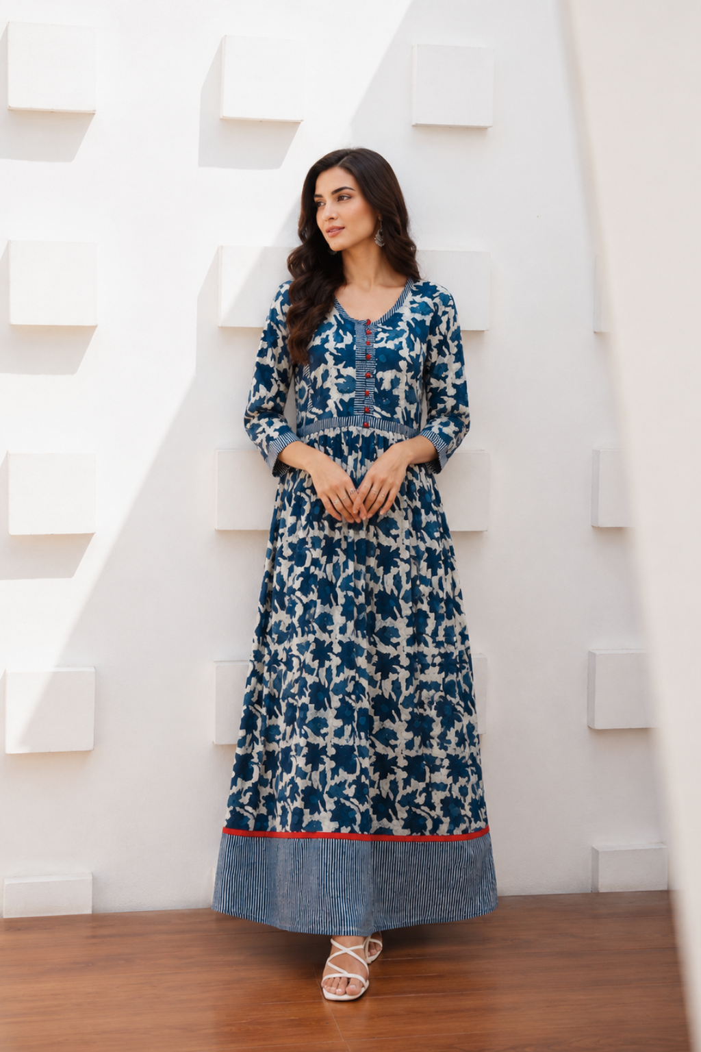 Indigo Hand Block Printed Pure Cotton Kurta
