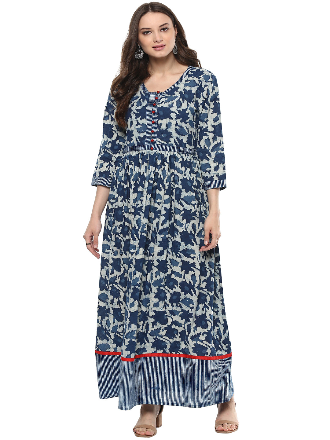 Indigo Hand Block Printed Pure Cotton Kurta