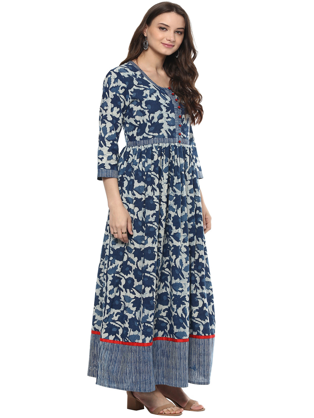 Indigo Hand Block Printed Pure Cotton Kurta