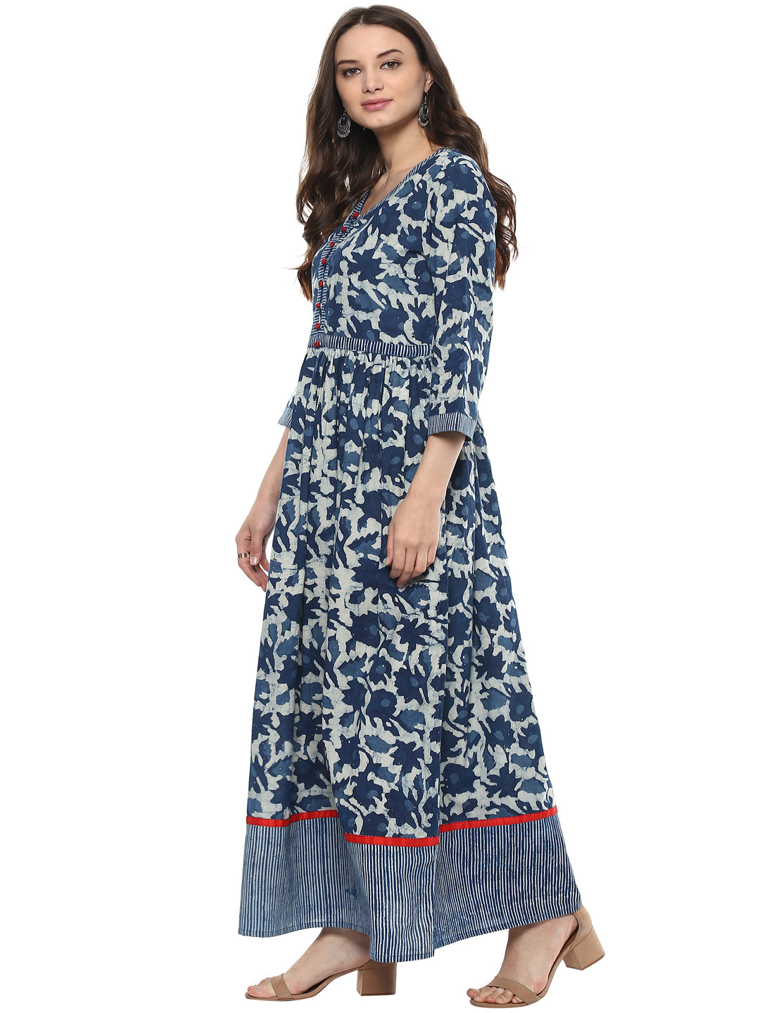 Indigo Hand Block Printed Pure Cotton Kurta