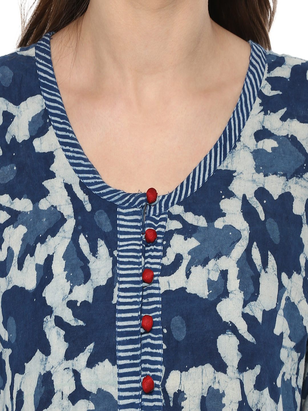 Indigo Hand Block Printed Pure Cotton Kurta
