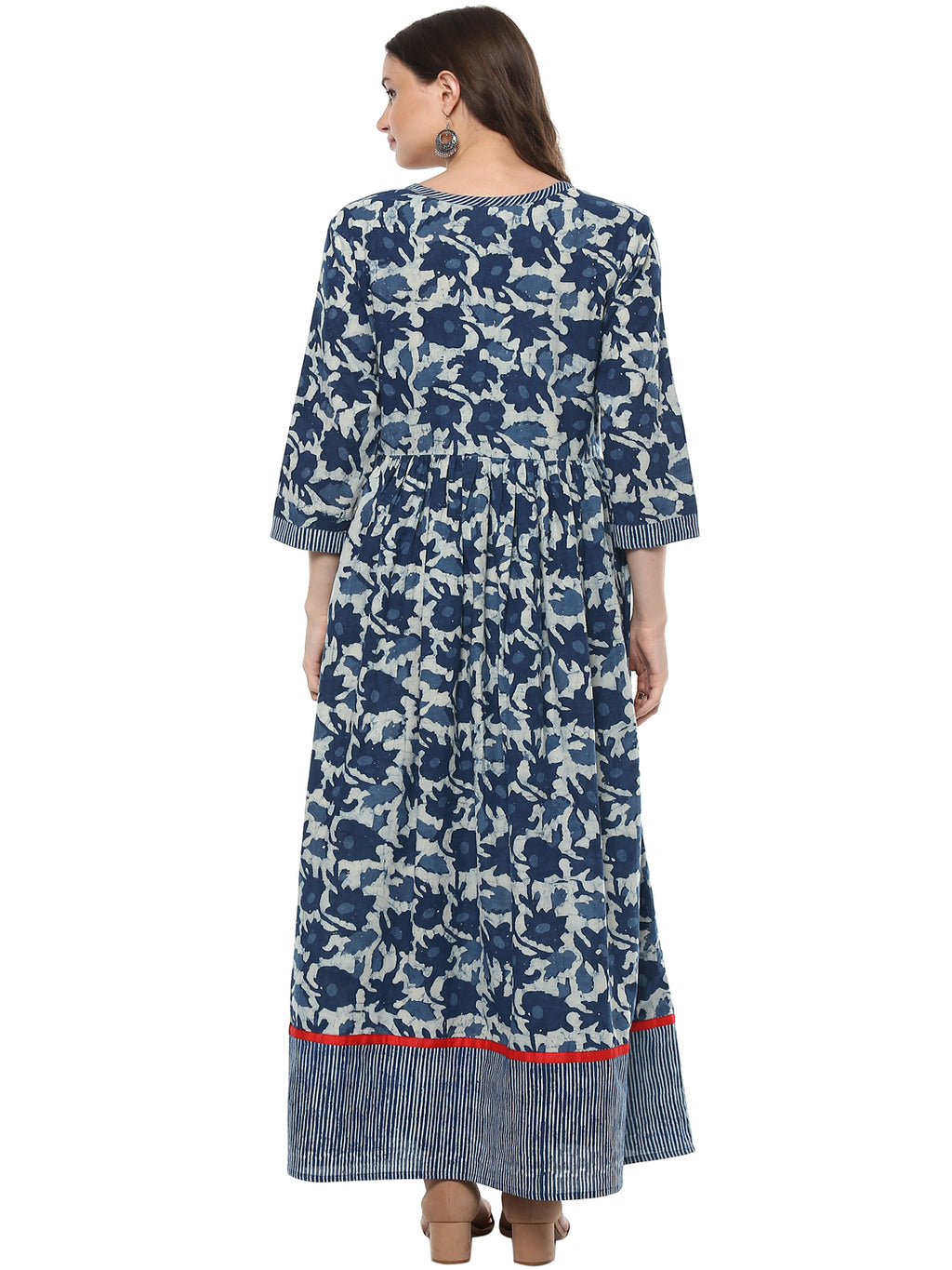 Indigo Hand Block Printed Pure Cotton Kurta