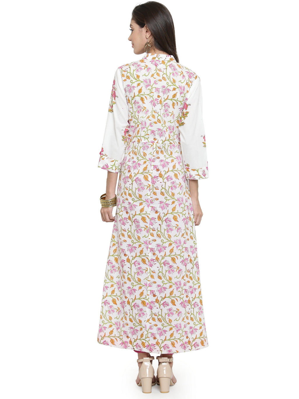White Hand Block Printed Pure Cotton Kurta