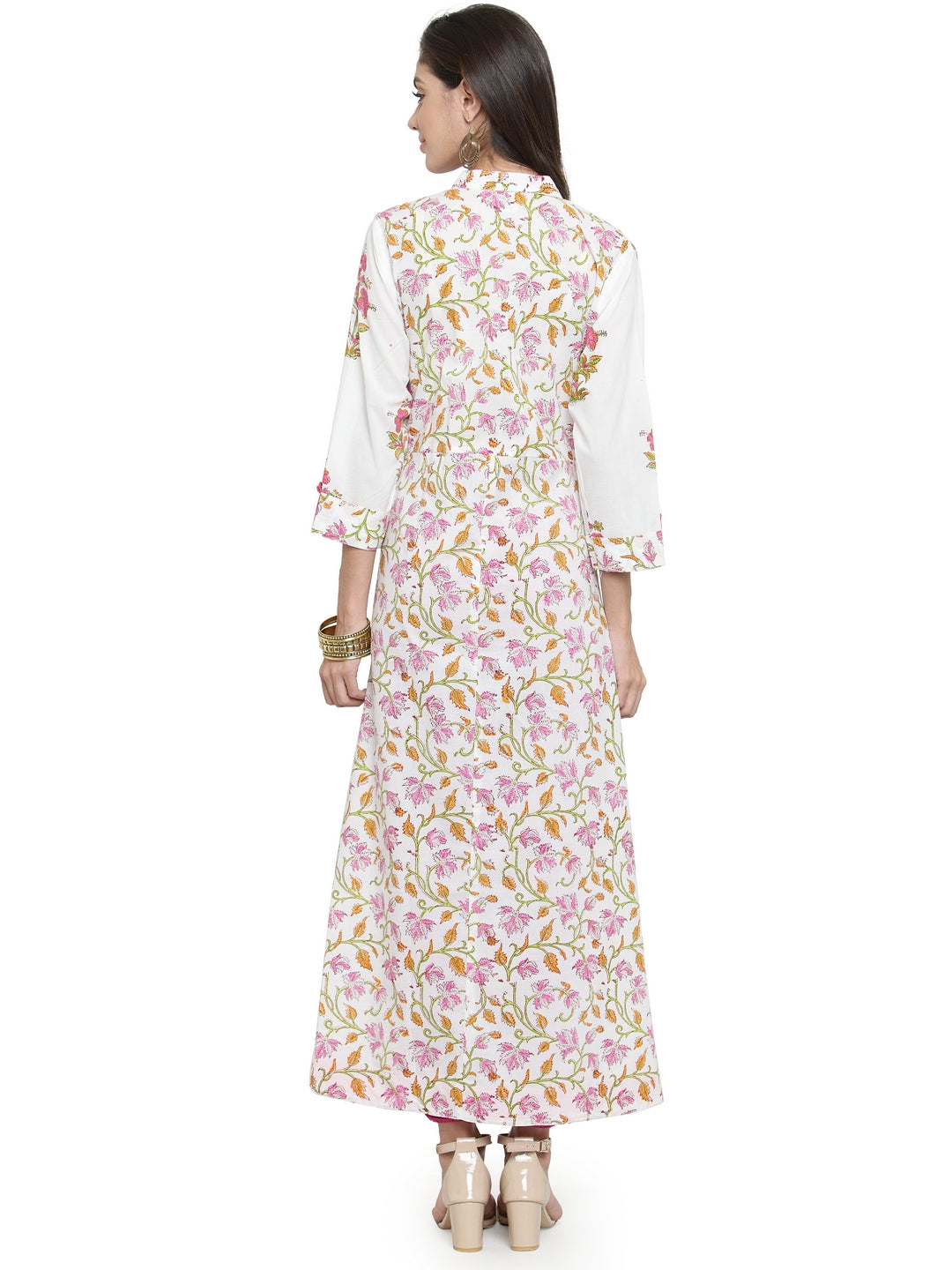 White Hand Block Printed Pure Cotton Kurta