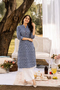 Indigo Hand Block Printed Cotton Kurta
