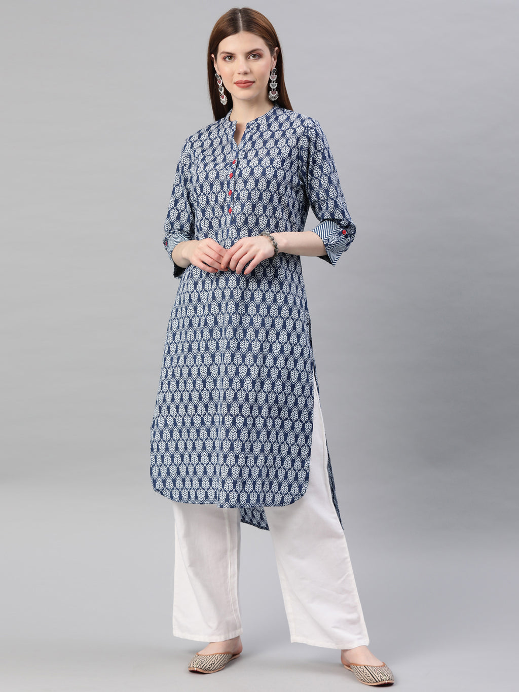 Indigo Hand Block Printed Cotton Kurta
