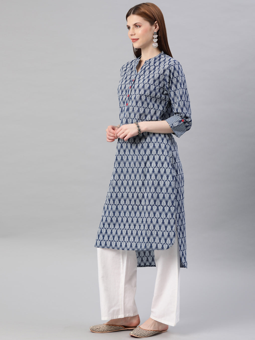 Indigo Hand Block Printed Cotton Kurta
