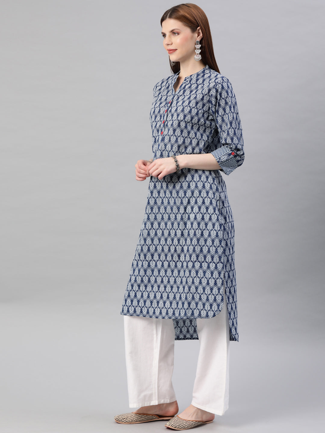 Indigo Hand Block Printed Cotton Kurta