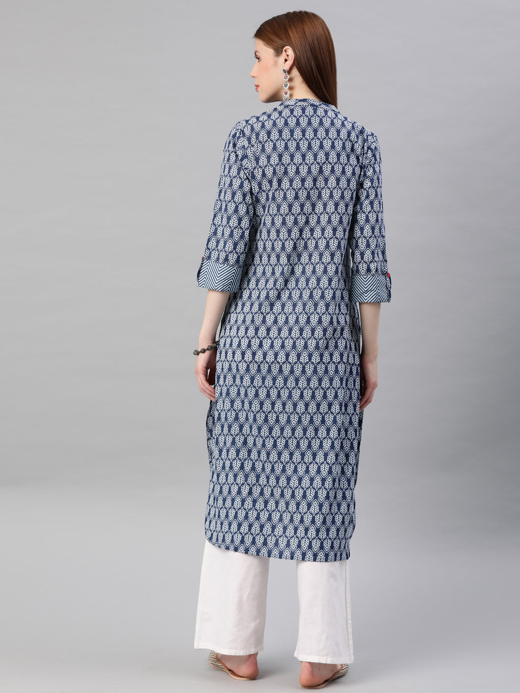 Indigo Hand Block Printed Cotton Kurta