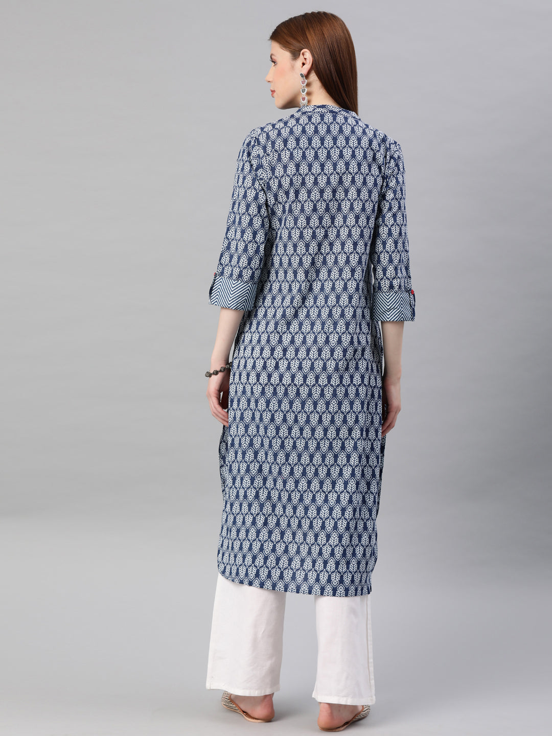 Indigo Hand Block Printed Cotton Kurta