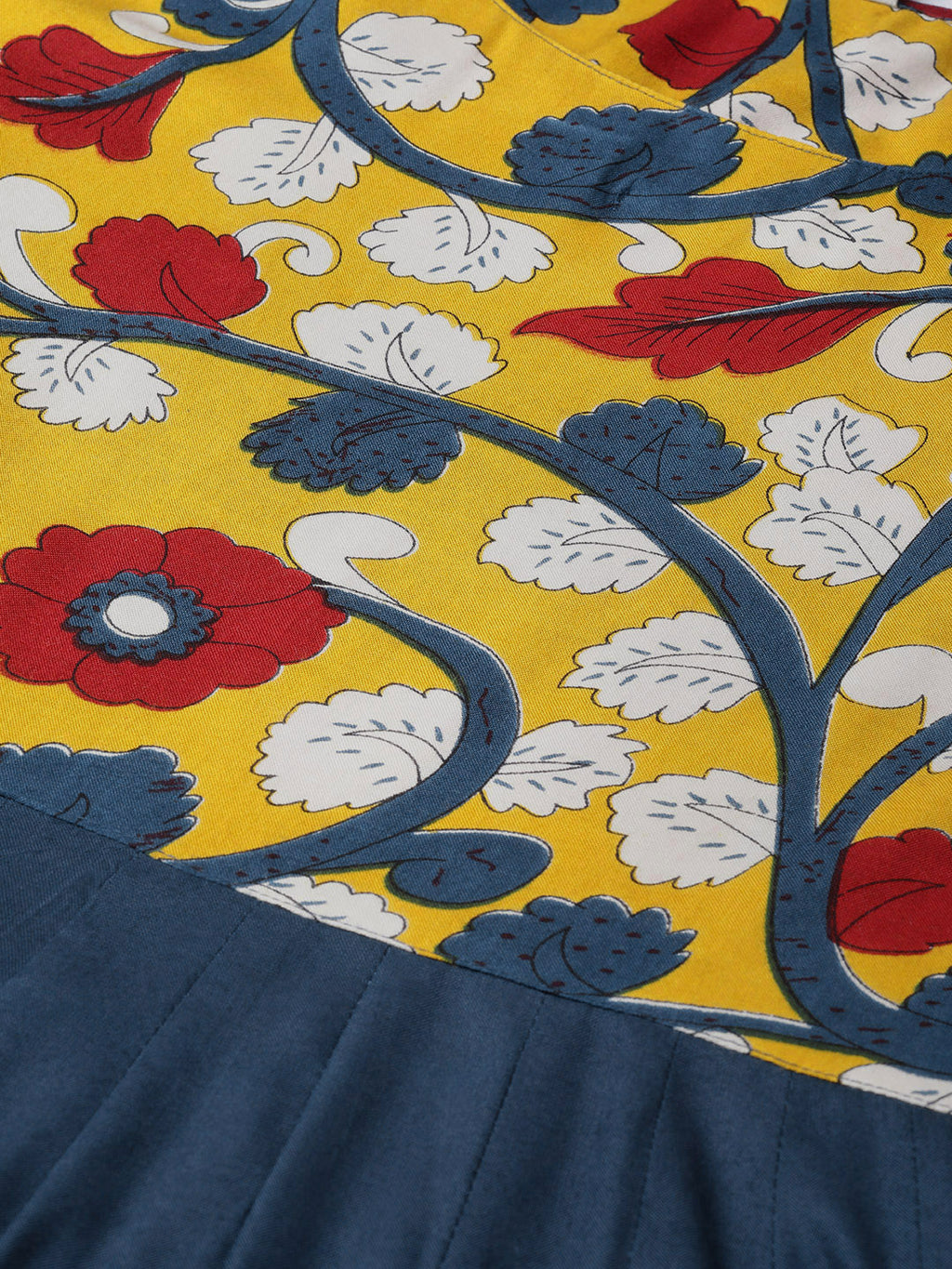 Indigo Hand Block Printed Rayon Kurta