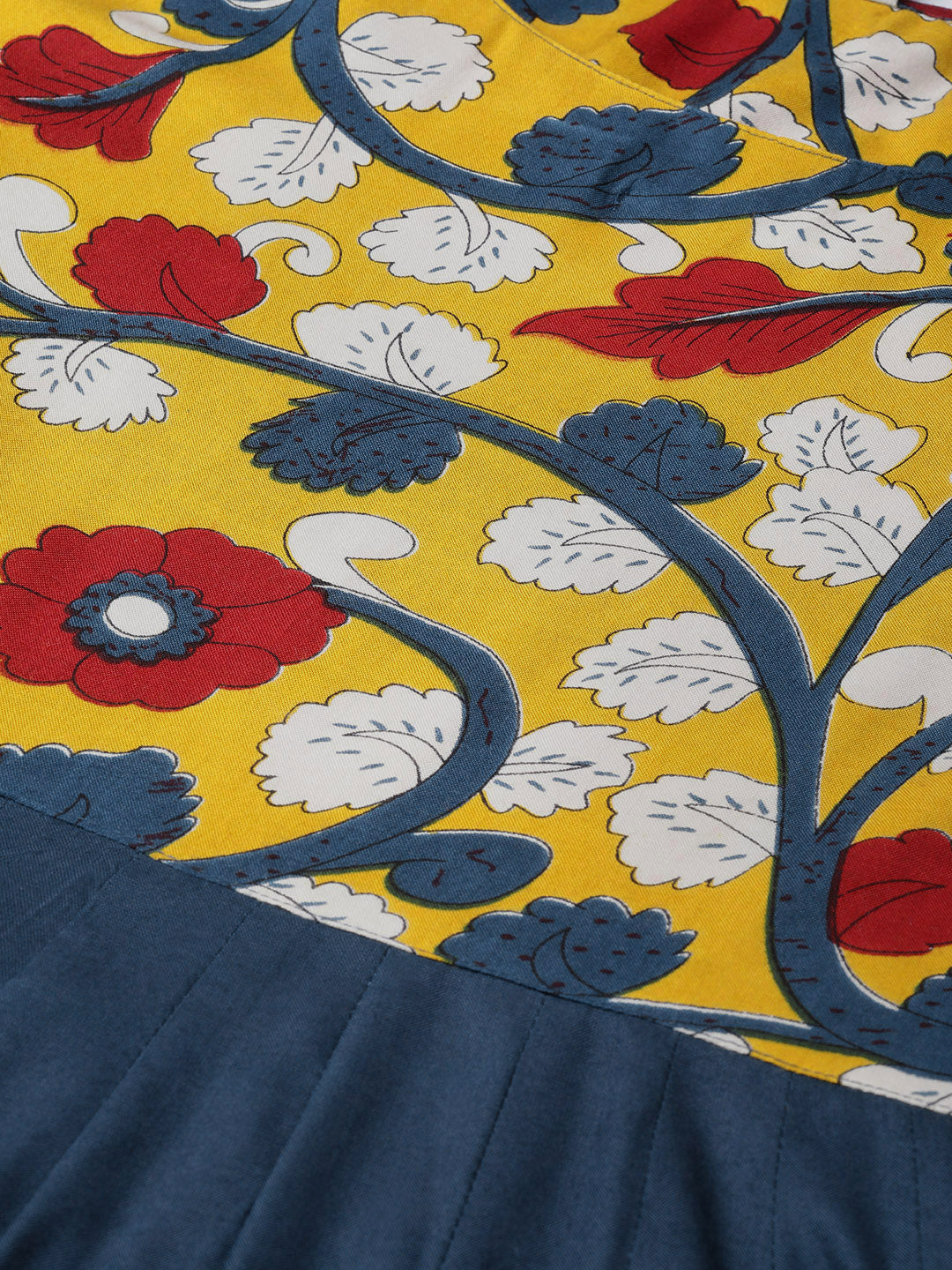 Indigo Hand Block Printed Rayon Kurta
