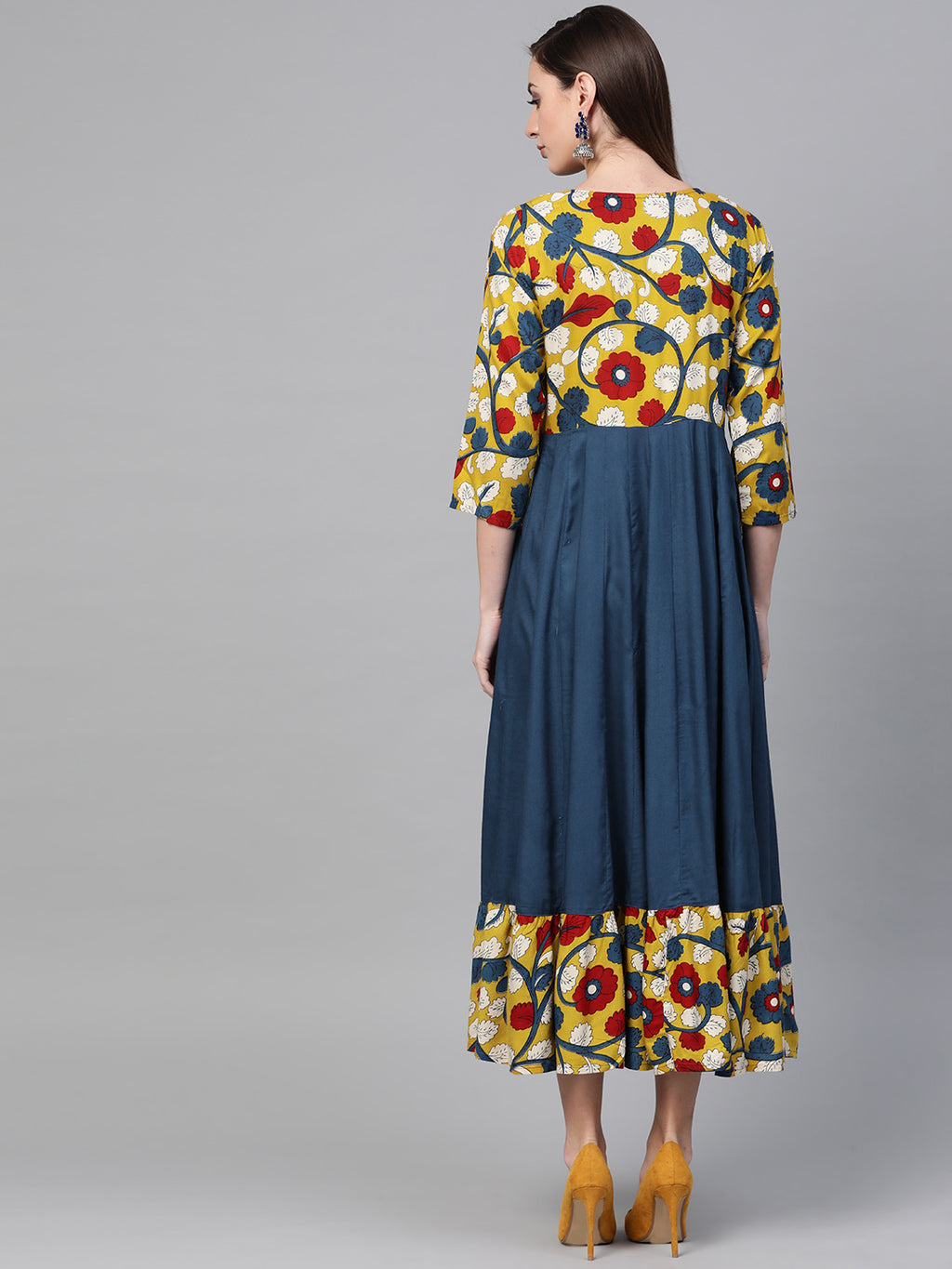 Indigo Hand Block Printed Rayon Kurta