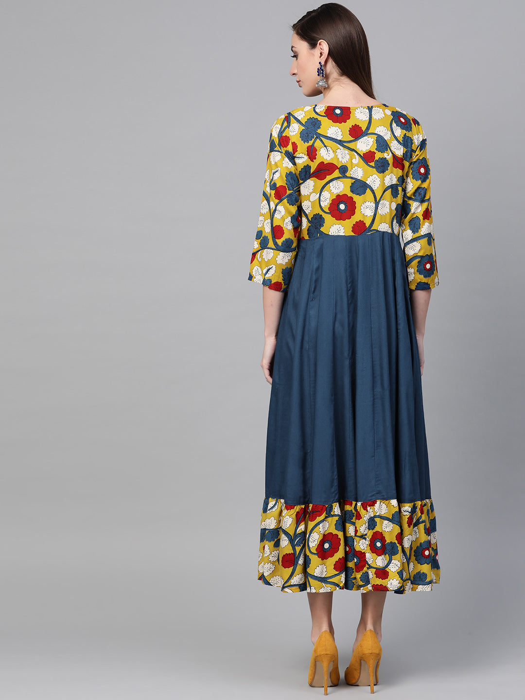 Indigo Hand Block Printed Rayon Kurta