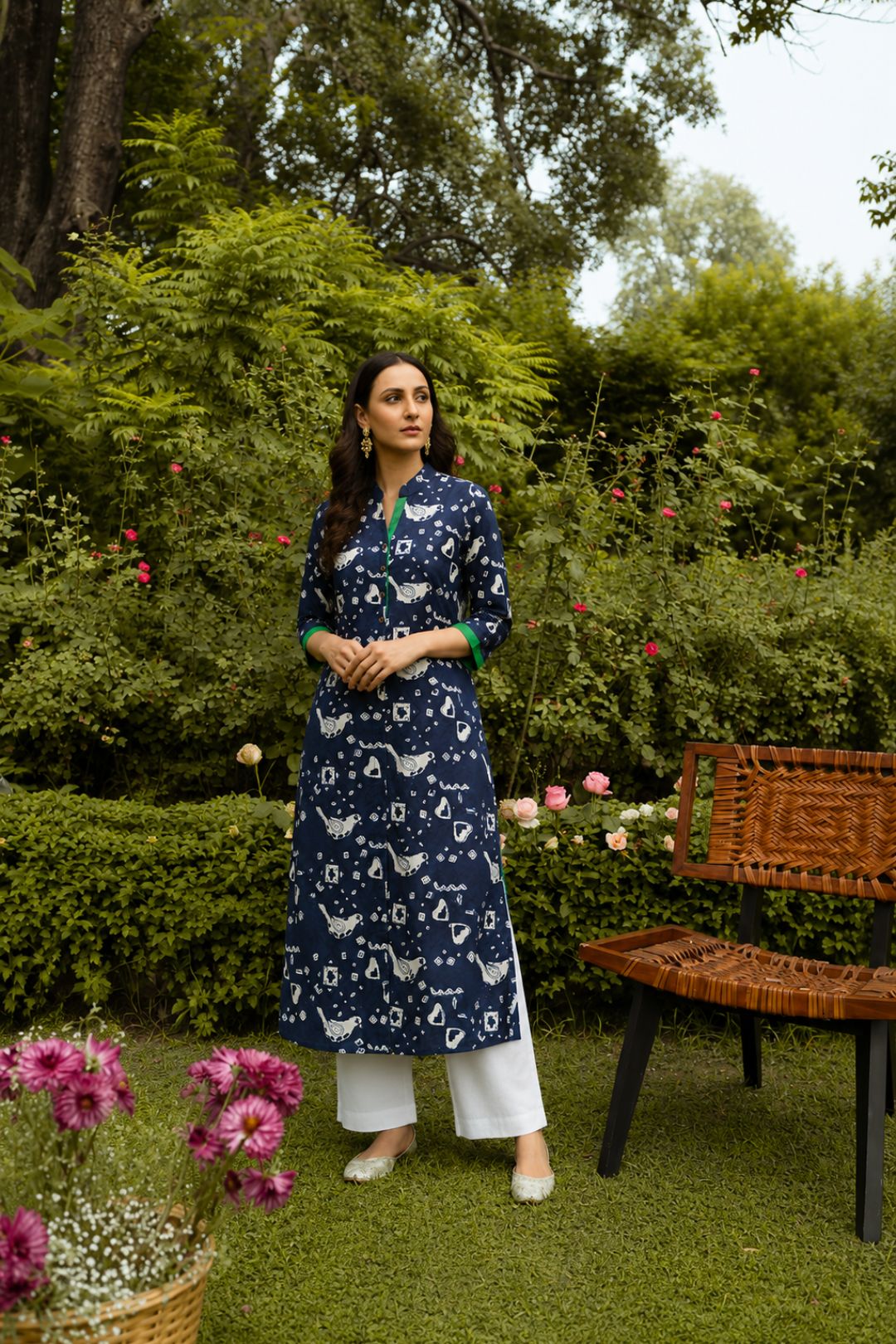 Indigo Hand Block Printed Cotton Kurta