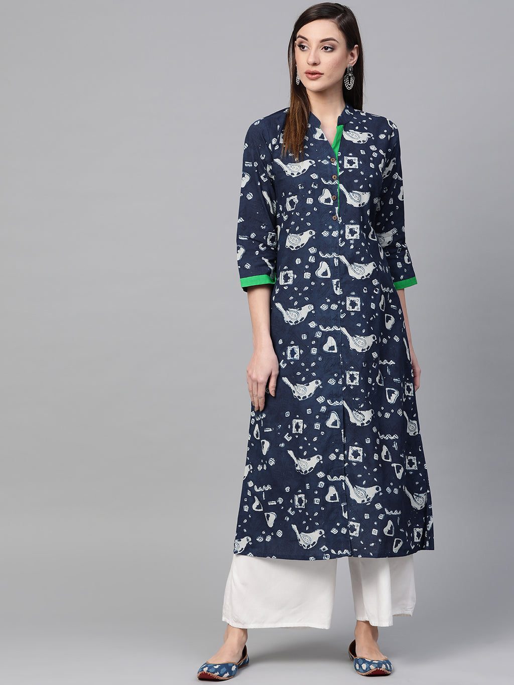 Indigo Hand Block Printed Cotton Kurta