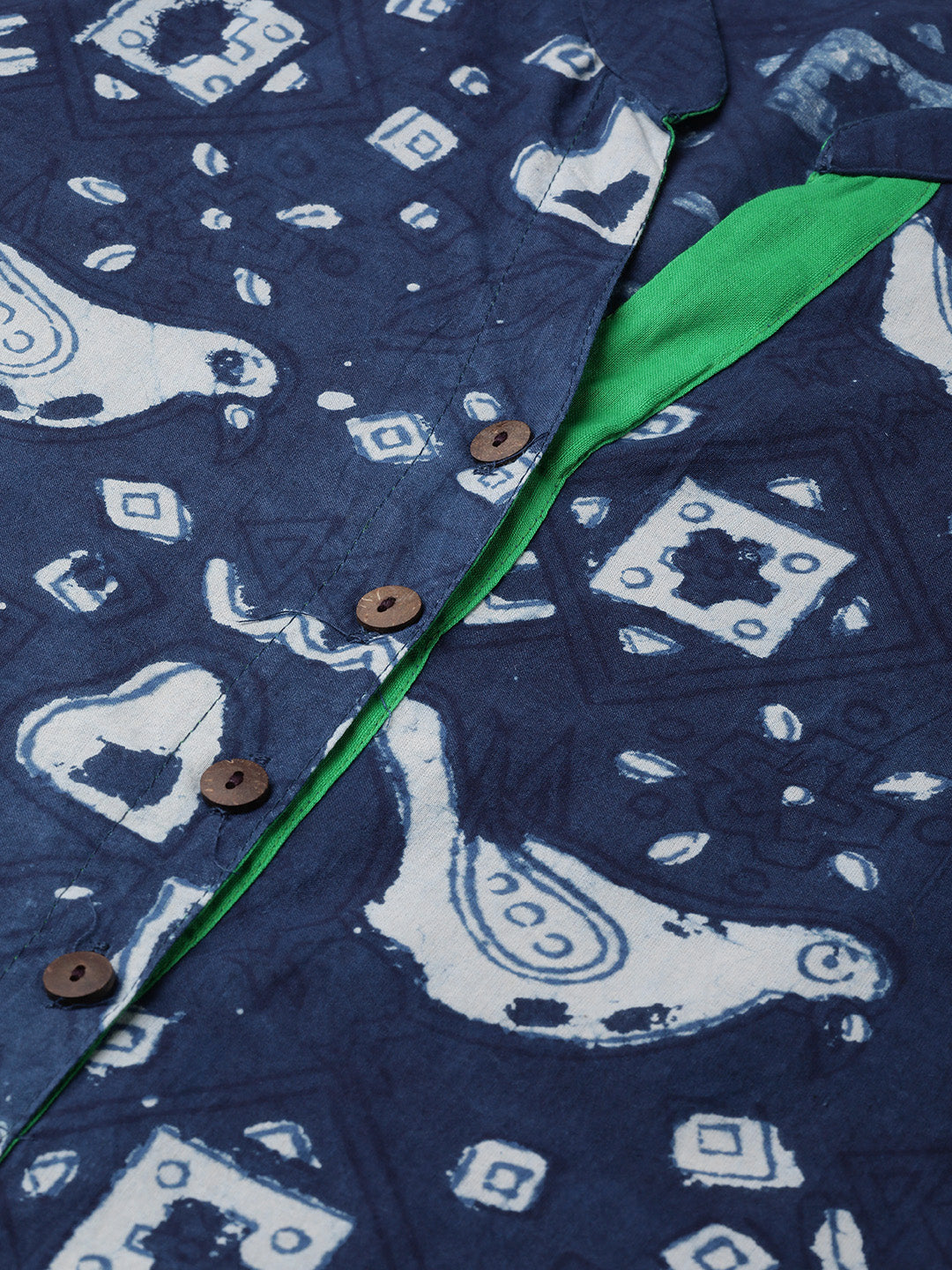Indigo Hand Block Printed Cotton Kurta