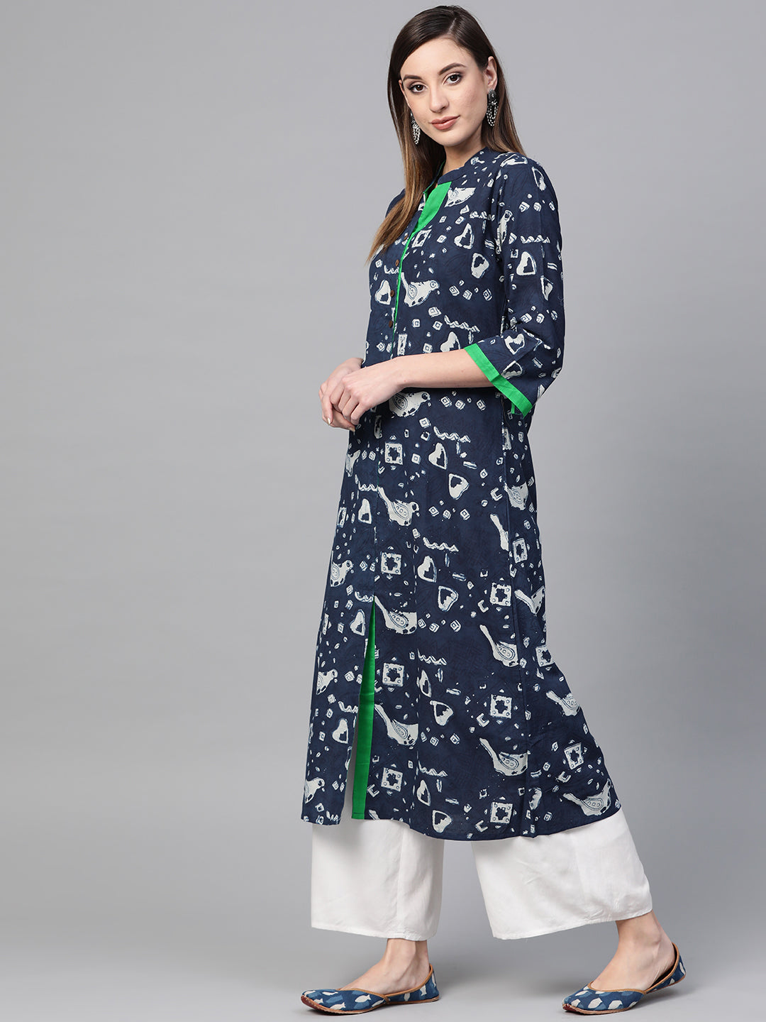 Indigo Hand Block Printed Cotton Kurta