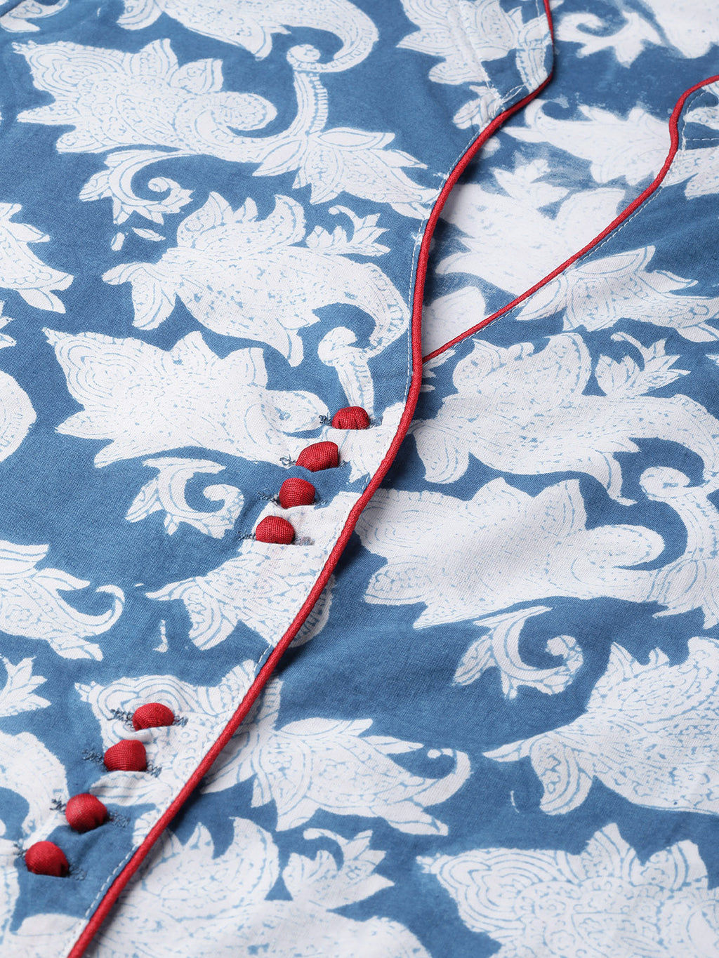 Indigo Hand Block Printed Straight Pure Cotton Kurta