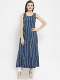 Indigo Hand Block Printed Long Kurta