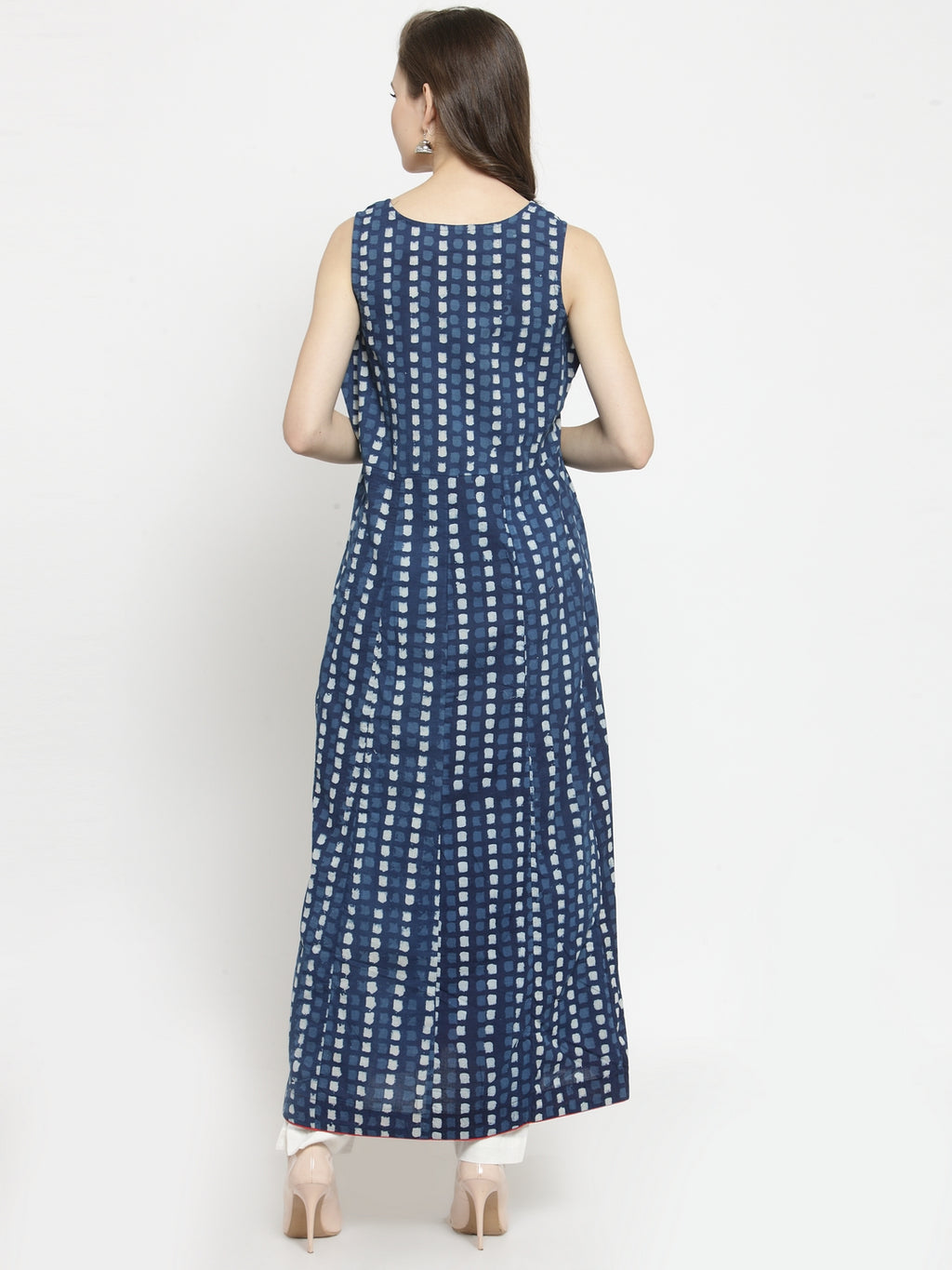 Indigo Hand Block Printed Long Kurta