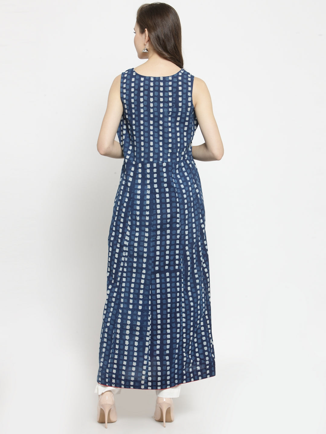 Indigo Hand Block Printed Long Kurta