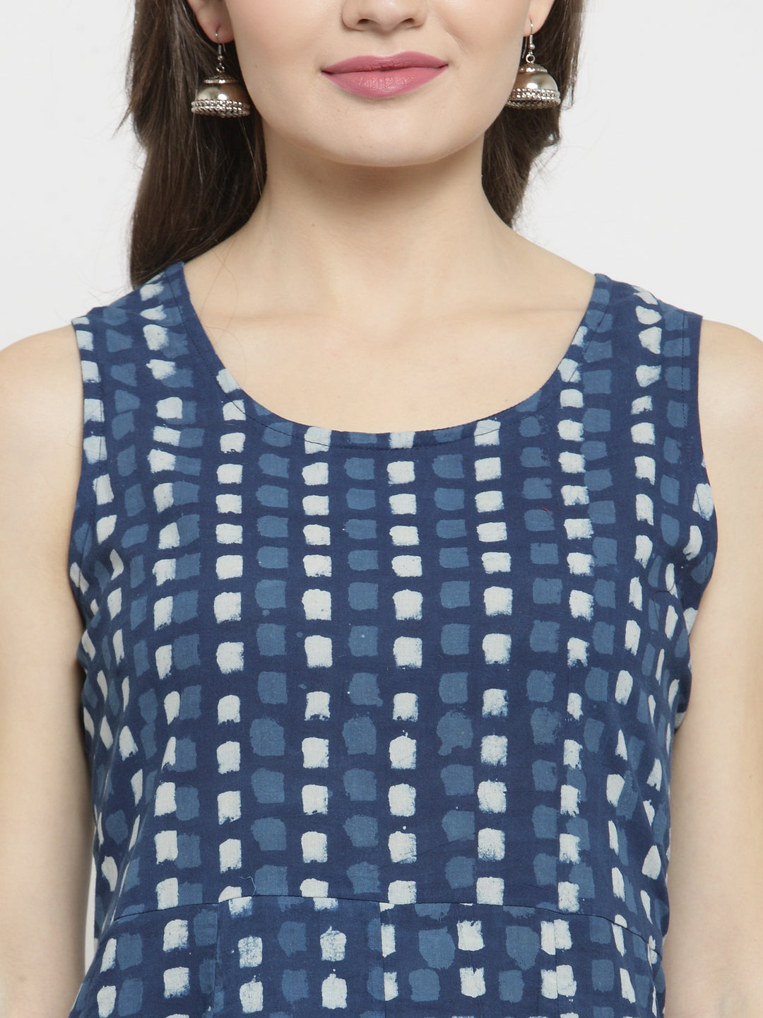 Indigo Hand Block Printed Long Kurta