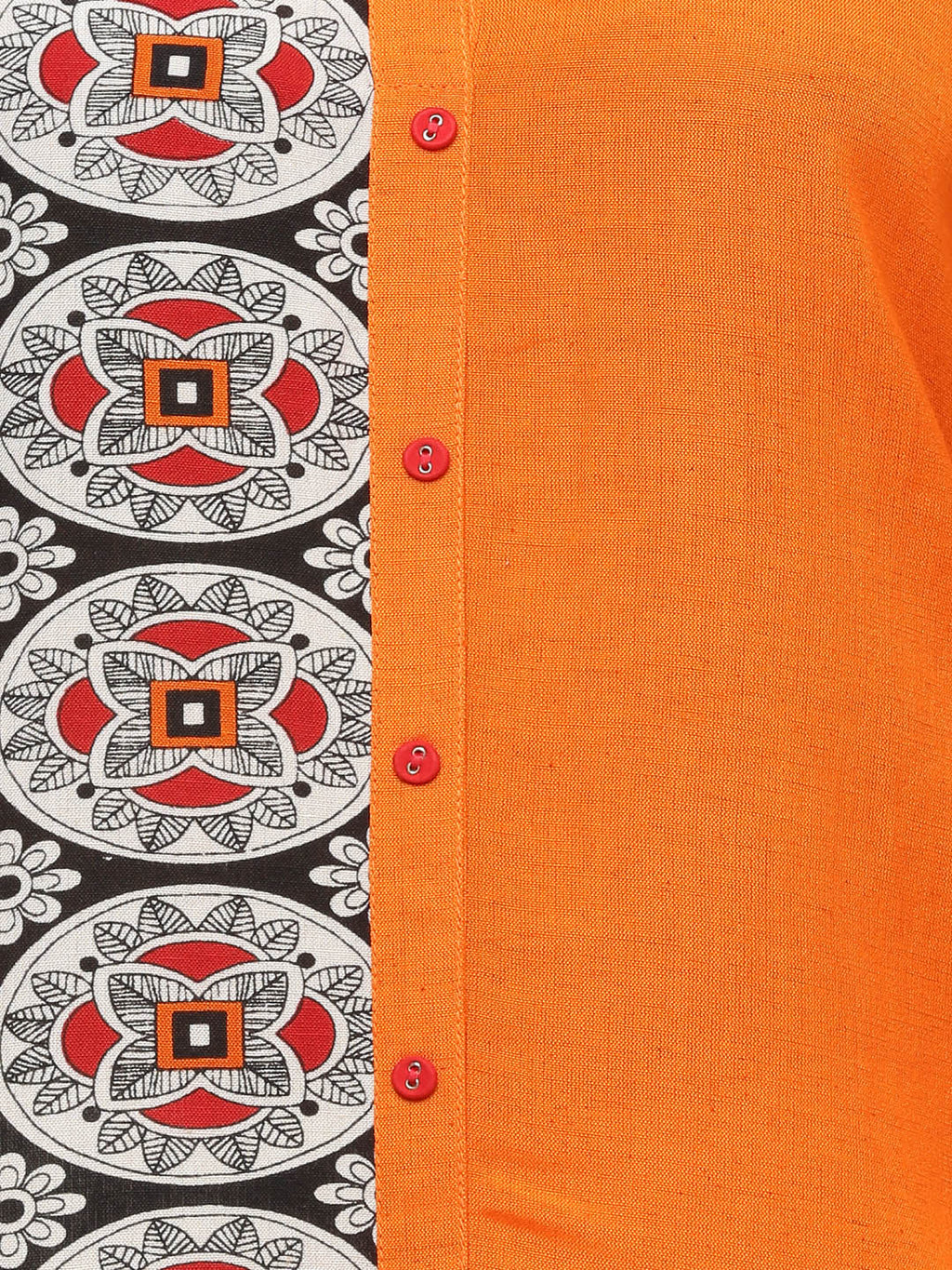 Orange Ethnic Motifs Printed Straight Kurta