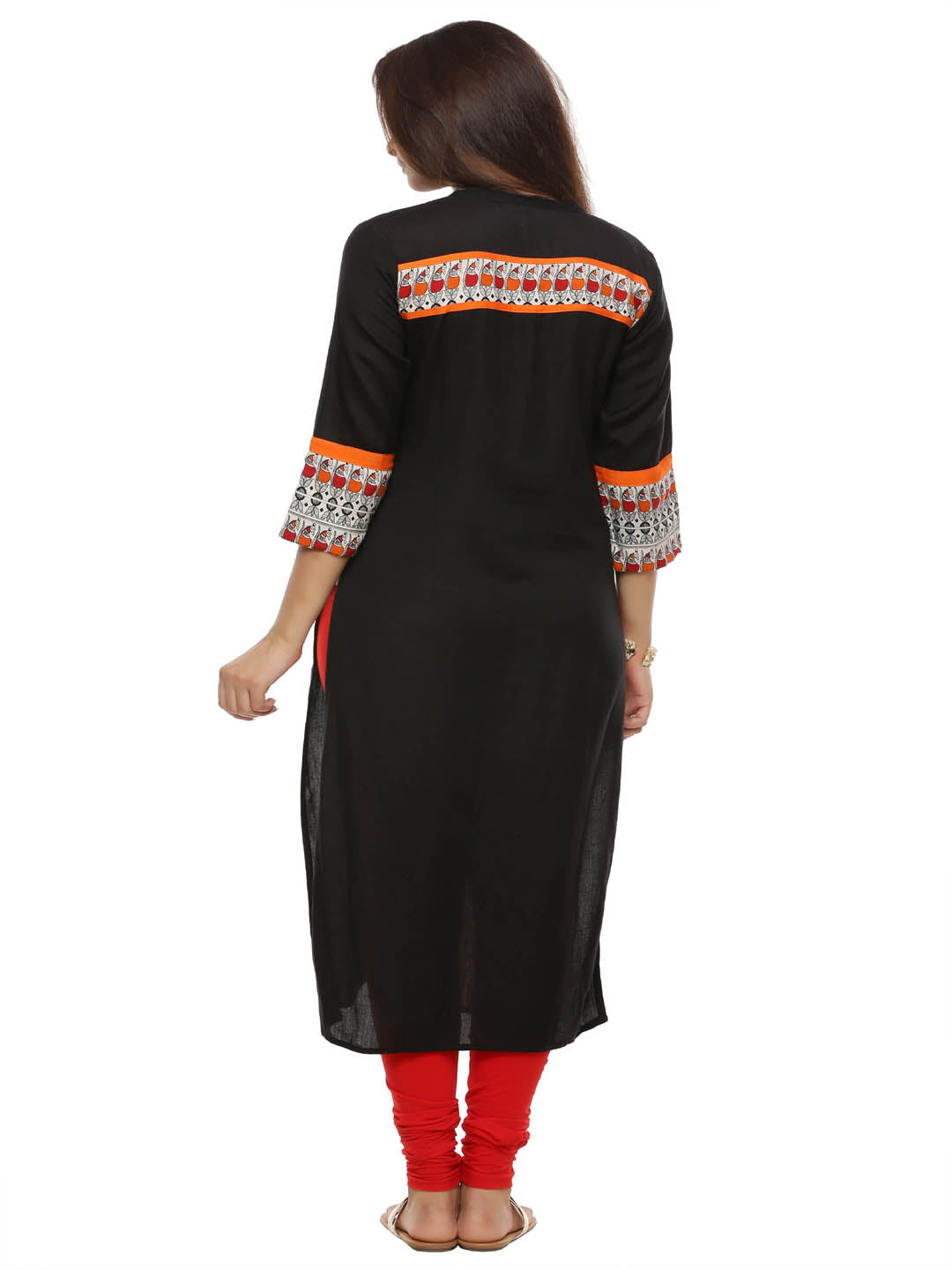 Black Ethnic Motifs Printed Straight Kurta