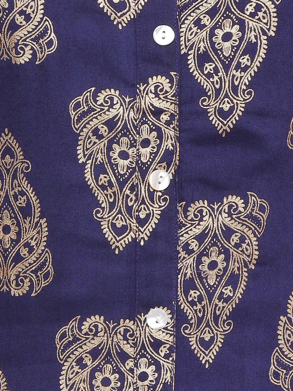 Blue Woven Printed A-Line Cotton Kurta