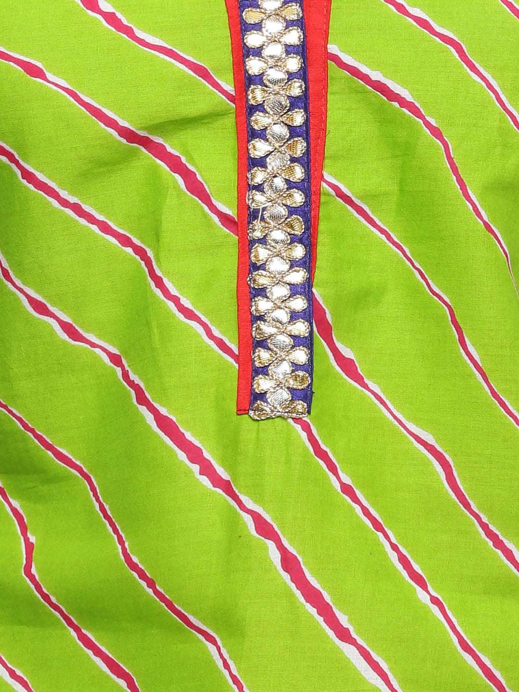 Green Leheriya Straight Cotton Sustainable Kurta