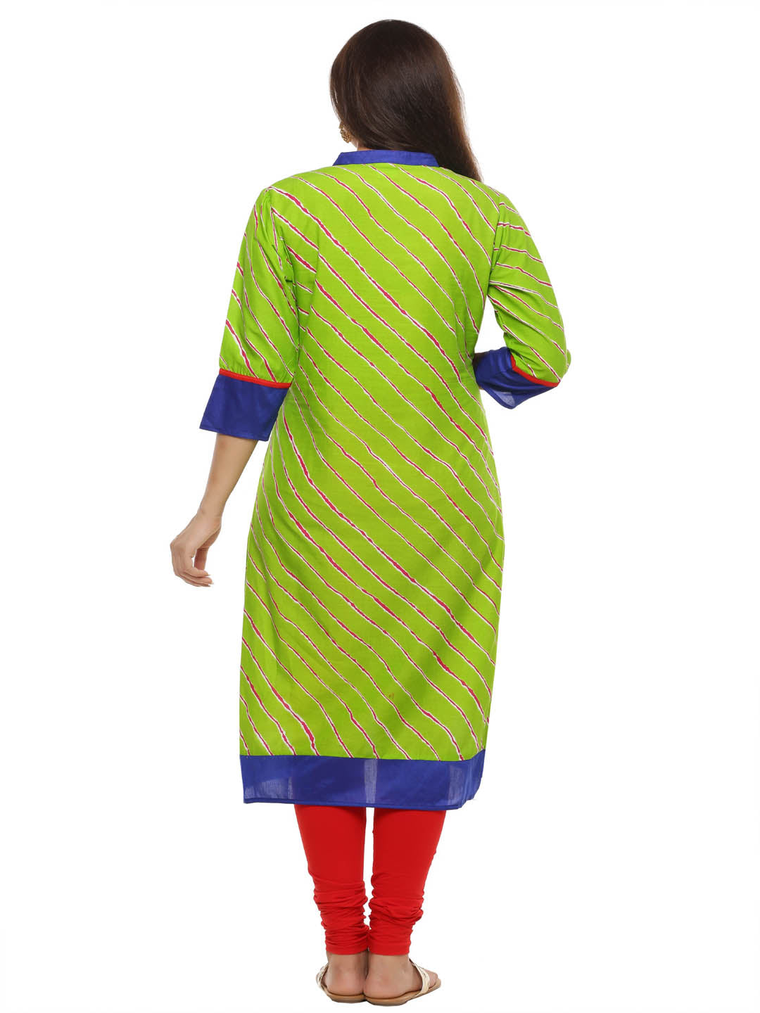 Green Leheriya Straight Cotton Sustainable Kurta