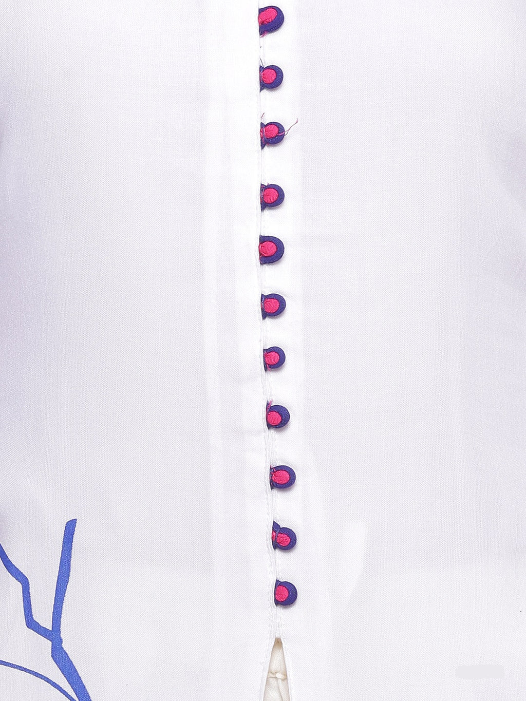 White Printed A-Line Rayon Kurta