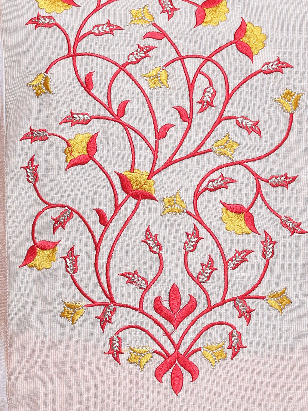 Cream & Beige Embroidered Straight Kurta