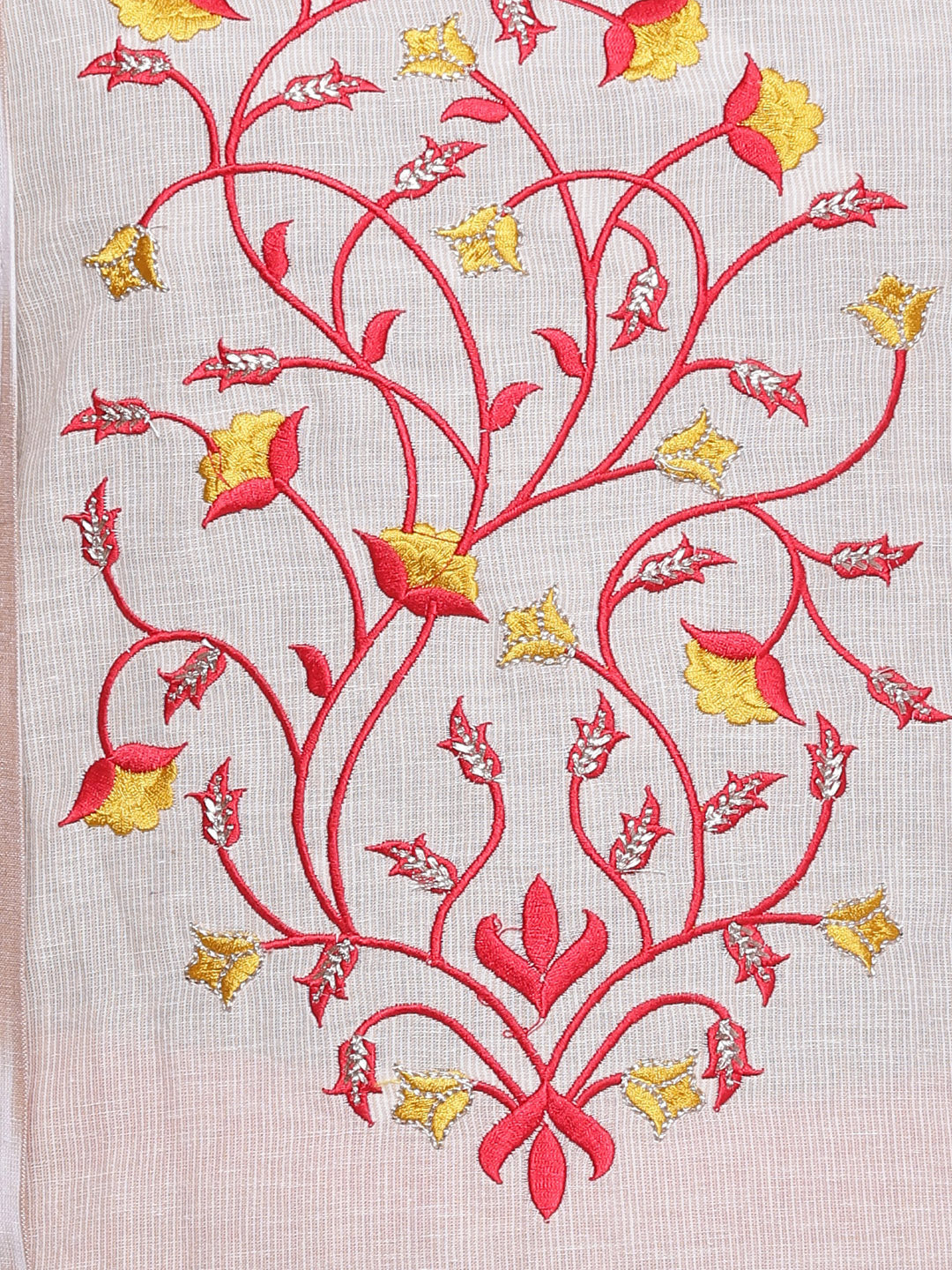 Cream & Beige Embroidered Straight Kurta