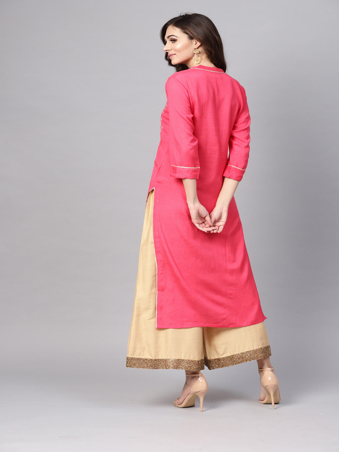 Pink Rayon Handcrafted Kurta