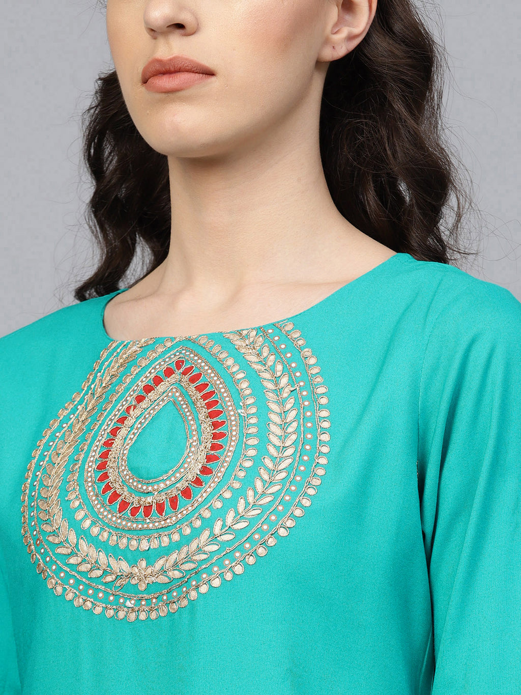 Green Rayon Straight Kurti